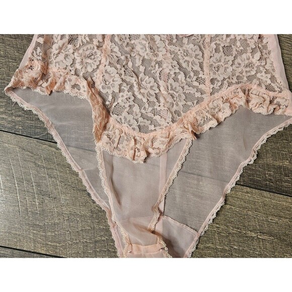 Victoria's Secret Vintage Gold Label 90's Chiffon & Lace Pink Teddy Small - Picture 5 of 7